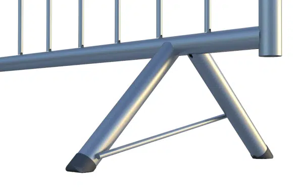 Leg strengthening bar for pedestrian barriers