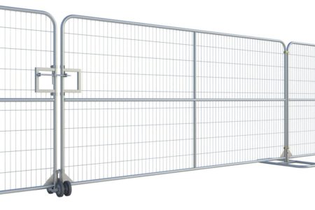 Vehicle gate used in a temporary fence installation