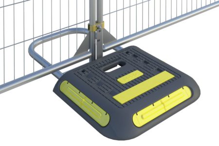 Z-Weight being used to stabilize a temporary fence panel