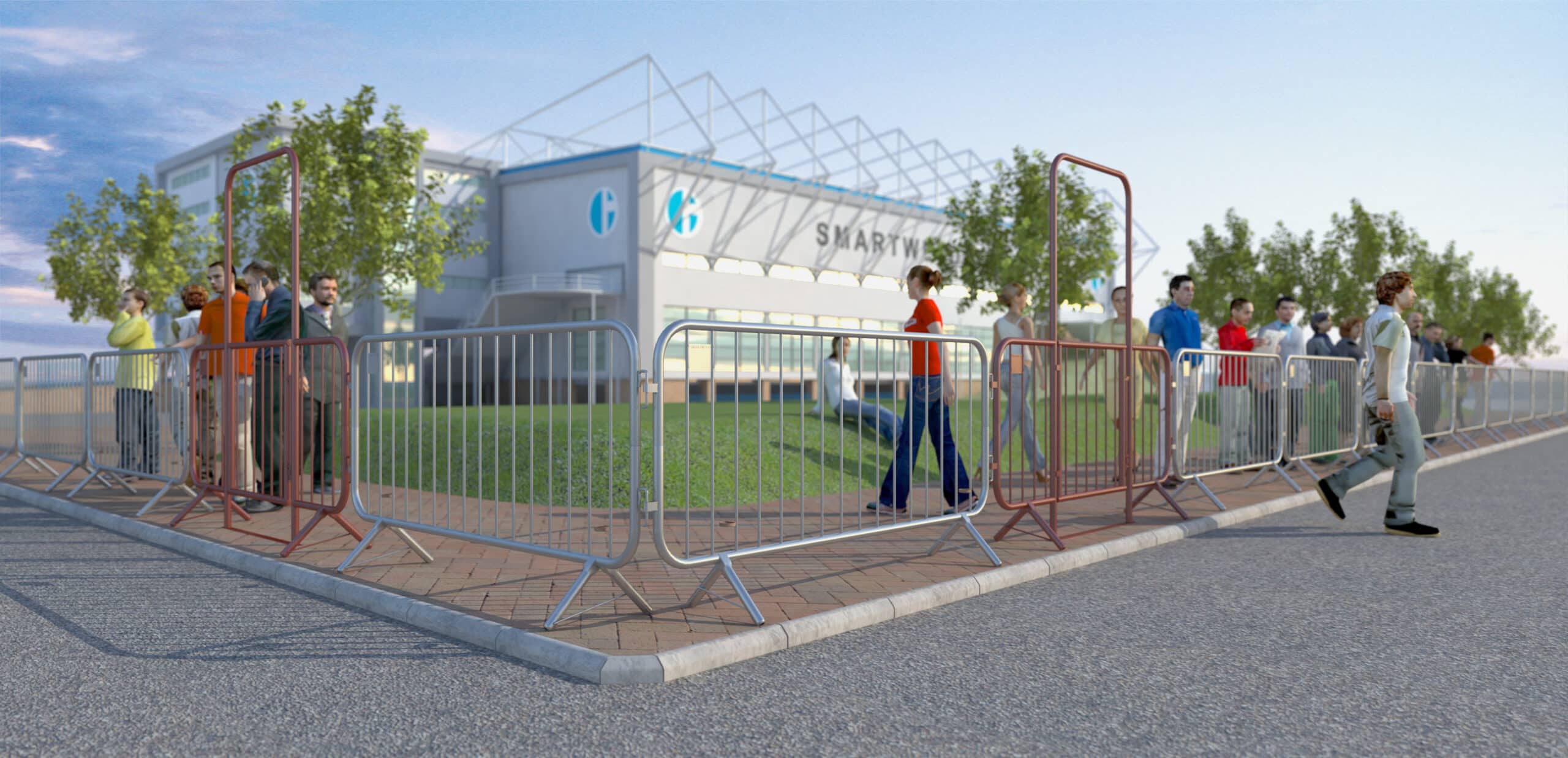 Slagboom met vaste poten (doorloop) met hek